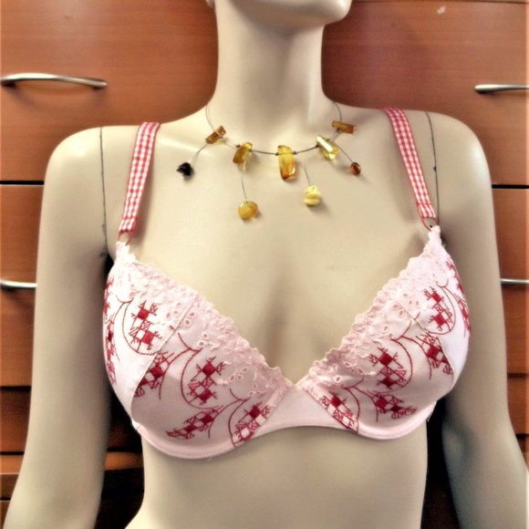 EUROPEAN PUSH UP COTTON BRA UNDERWIRE EMBROIDERED, GIFT FOR WOMEN - Picture 1 of 5